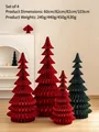 4-pack honeycomb paper Christmas tree decor in red and green, 60-103cm tall ornaments - Set 3 (4pcs)