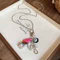 7# Titanium Steel Heart Dice Billiards Horn Necklace