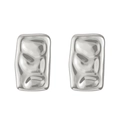 Orecchini a perno rettangolari in acciaio al titanio con texture increspata argento - Stile Rettangolare Martellato Argento (N-498)