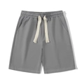Heavyweight 220g gray athletic shorts with drawstring and striped fabric texture for summer - M / Light Gray