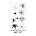 3D realistic spider and cobweb temporary tattoo sheet in black with green eyes, model WS-312 - Style WS-312