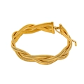 Detailed macro of gold braided triple-strand necklace with K18 tag and lobster clasp - Gold Color Twisted Multi-strand Choker