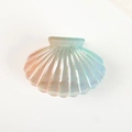 Seashell hair claw clip with colorful iridescent gradient finish and trendy resin design - Brown and Blue