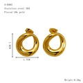 Detailed view of 18k gold plated stainless steel irregular hoop earrings with dimensions - Irregular Twisted Gold Style (S-E085)