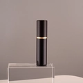Portable 10ml black perfume atomizer with gold ring and glass liner for travel - 10ml / Bright Black