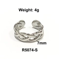 Polished silver stainless steel interwoven chain ring for women weighing 4g and 7mm wide - US 6 / Woven Open Ring / Steel