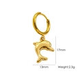14K gold plated stainless steel dolphin charm earring with polished finish - E4 Dolphin