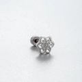 Silver flower-shaped screw-back earring with shimmering zircon crystals and flat back - Zircon Pave Six-Petal Flower Style(A113-2#) / Single Piece