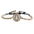 Hamsa hand charm bracelet with multicolored zircons and adjustable tri-color beads - Mixed Color Chain
