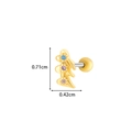 Vertical gold stud earring featuring blue, purple and pink zircon crystals measuring 0.71cm - 2# Gold (Triple Stone)