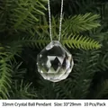 Set of 10 clear 33mm multifaceted crystal ball ornaments for Christmas tree decor - 33mm Crystal Ball