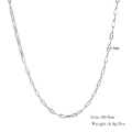 Detail view of 3mm silver paperclip chain necklace with length and weight specifications - Silver YN783-S