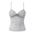 Canotta da donna in mesh leopardato con spalline sottili e dettaglio fiocco sul petto - S / Tops