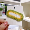 Pinza para el pelo tejida a mano con hilo verde y amarillo en tarjeta de cartón - 2# Tira Corazón Blanco Verde