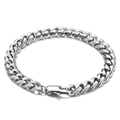 Silbernes Panzerarmband aus Edelstahl mit dichten Gliedern und Karabinerverschluss - Stil A 8mm / 18cm