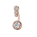 Bauchnabelpiercing Set in Roségold mit vier funkelnden klaren runden Zirkonia Edelsteinen - Roségold Vier Steine
