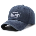 Gorra de béisbol vintage azul marino lavado con bordado de letras en blanco - Azul marino