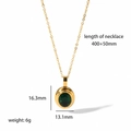 18k gold plated stainless steel necklace with an elegant oval green zircon pendant - Green Oval Zircon Necklace (TN3076-GN)