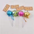 Adornos navideños de piruletas con purpurina en azul verde rosa y dorado - Set 02 (Piruleta con Lazo 18cm - 4 piezas)