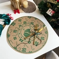 Round jute Christmas placemat with green festive prints of Santa Claus and gift boxes - Style 1 Green