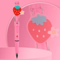 Pink inkless eternal pencil with cute strawberry silicone charm and ergonomic grip - Small Rod HB / Strawberry