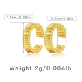 Detailed view of gold C-shaped ear cuffs with vertical texture and precise dimensions - KE0141 Vertical Pleated Wavy