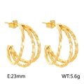 Boucles d'oreilles en acier titane doré en forme de C multicouches, taille 23 mm - Style B Or (KE109320-LO)