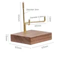 Black walnut wood base with brass metal stand holder for crystals and small minerals - Black Walnut Three-Prong Large