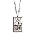 The Star Tarot card rectangle pendant necklace in vintage silver stainless steel finish - Star / Steel