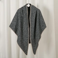 Minimalist dark grey triangular shawl wrap with stylish beige scalloped edge detailing - Dark Gray (YR248-2#)