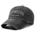 Berretto da baseball in cotone lavato grigio antracite con ricamo Los Angeles - Nero