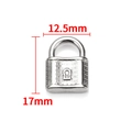 Silver polished stainless steel padlock pendant charm with dimensions 12.5mm and 17mm - Steel Lock 17mm