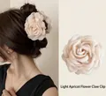 Elegant apricot fabric flower hair claw clip with silk petals for women and girls - Flower Hair Claw 9cm / Apricot