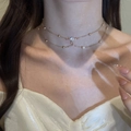 Elegant gold double-layered body chain featuring round beads and a sparkling diamond pendant - 22446 Necklace-Gold