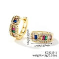 Detailed macro view showing the dimensions and colorful gemstones of the gold hoop earring - Gold Base-Rainbow Multi-Color Zirconia