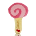 Plush lollipop squeaky toy for dogs in pink swirls with Lollipop embroidery - Pink Lollipop