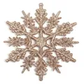 Champagne gold snowflake Christmas ornament with glitter finish and hanging hole - 10CM-6g (With Rope) / Champagne Gold