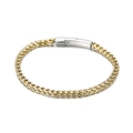 Zweifarbiges Titanstahl-Kielkettenarmband mit gold-silbernem Weizentextur-Design - Zweifarbiges Goldarmband (KB139766-KFC)