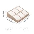 Champagne gold 6-slot pendant display stand with white soft velvet inserts 17x13.5cm - 6-Slot Pendant Tray (White/Champagne)