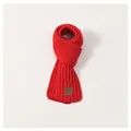 Soft bright red knitted winter scarf for kids featuring classic thick weave and leather tag - Kids / Red