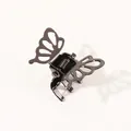 Mini vintage butterfly hair claw clip in glossy black finish made of premium alloy metal - Gun Black