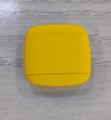 Mini square makeup sponge in bright yellow fabric with a smooth textured surface - Square Finger Powder Puff Yellow