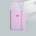 A7 portable light purple leather notebook with crown motif and elastic closure band - A7 / 1 Pack - Crown Logo / Light Purple