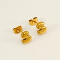 Minimalist 18K gold plated stainless steel letter S shape stud earrings with butterfly back - Letter S