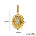 Detailed size specifications of the vintage gold pendant with turquoise inlay and 2.0cm height - Gold/Light Green Stone