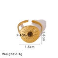 Dettaglio anello regolabile malocchio dorato con pietra e specifiche delle dimensioni - Stile Pietra Marrone (NB-R2023239-2)