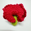 Handmade crochet red carnation flower with green stem for festive floral bouquets - Red Carnation