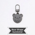 Detachable bear shape gunmetal replacement zipper pull for luggage and jackets - Bear Shape - Gunmetal