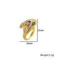 Luxurious gold snake ring with purple oval gem and green teardrop stone in high detail - Snake Head Design Gold Ring (8918) / Gold