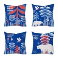 Set of four 18x18 inch Christmas pillow covers with festive snowman and polar bear motifs - 18x18 Inch / Christmas Set 12 / Set of 4 (Covers Only)